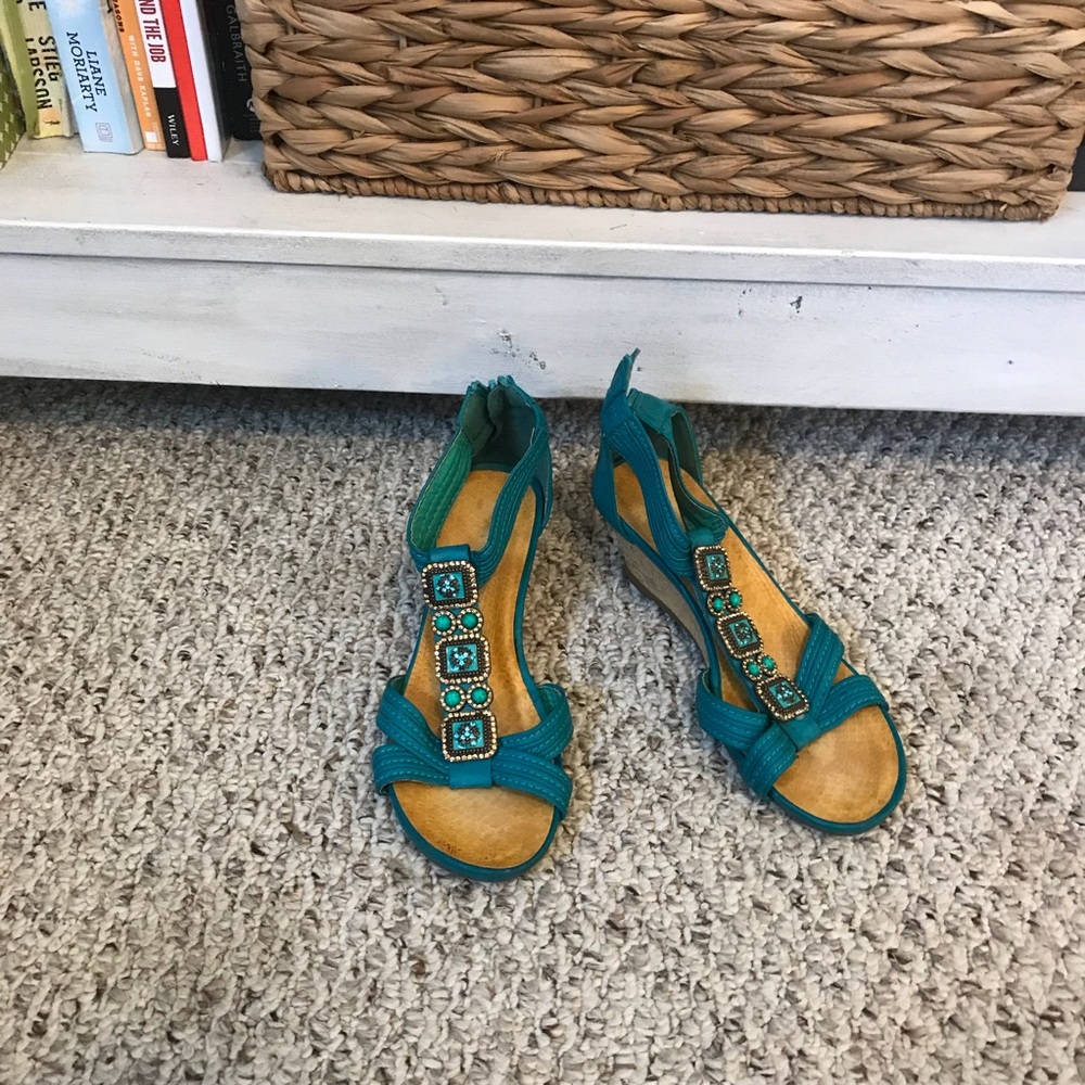 Teal Jeweled Wedges